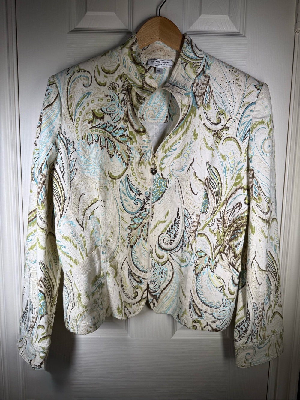 St. John by Marie Gray Women’s Cotton Ivory Paisley Vintage Jacket